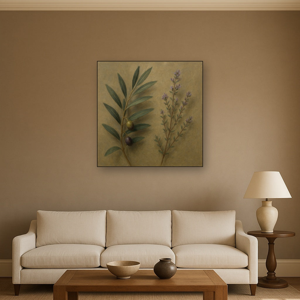 Olive Branches & Wild Thyme Botanical Study No. 10 Fine Art Oil Painting - View 2