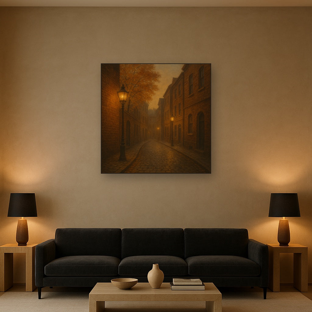 London Gaslamp Alley in Autumn Dusk No. 13 Oil Painting - View 2