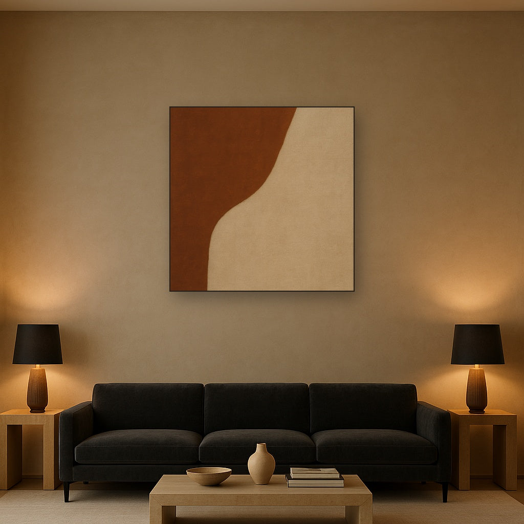 Burnt Umber & Greige Duet No. 7 - Modern Fine Art Oil Painting - View 2