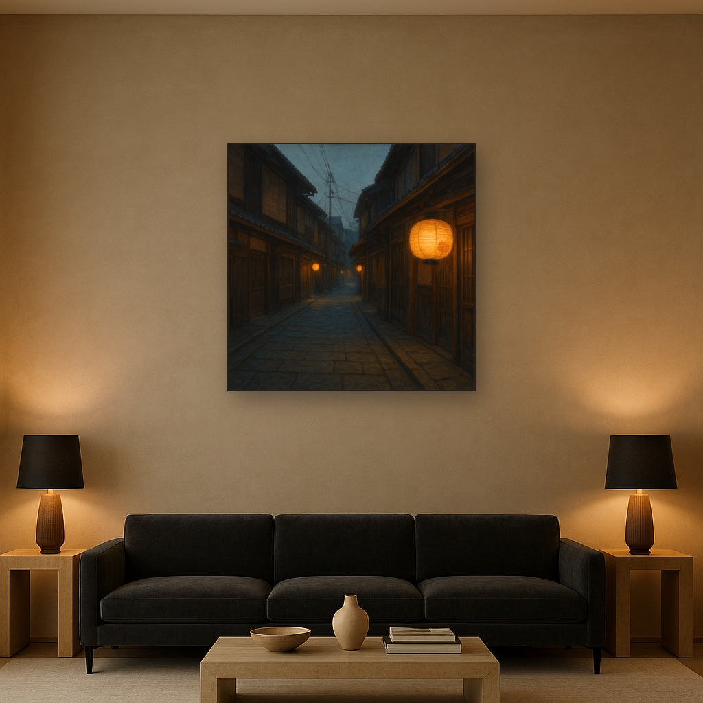 Old Kyoto Gion Alley in Soft Lantern Light No. 7 Oil Painting - View 2