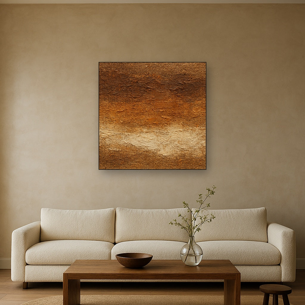 Aged Burlap & Umber Textures Oil Painting - View 2
