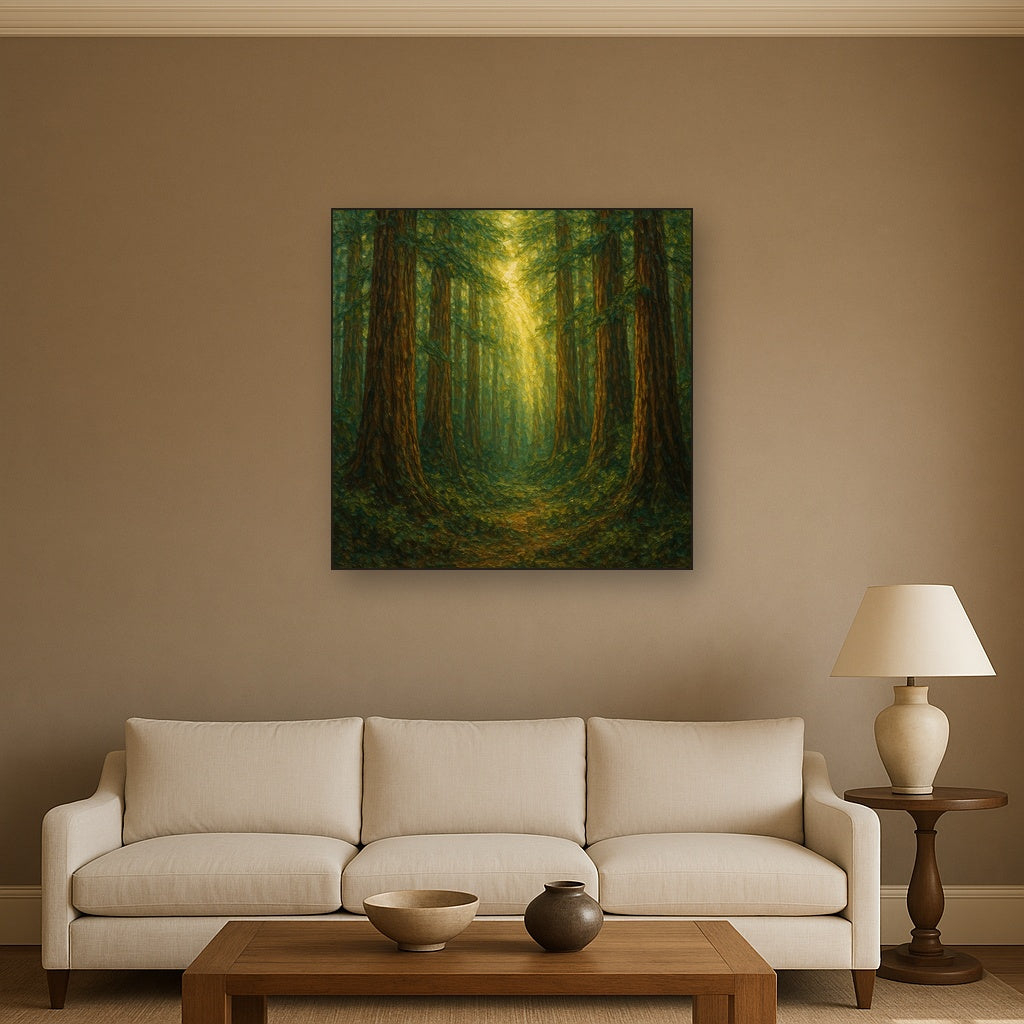 Redwood Canopy Cathedral Landscape Oil Painting - View 2