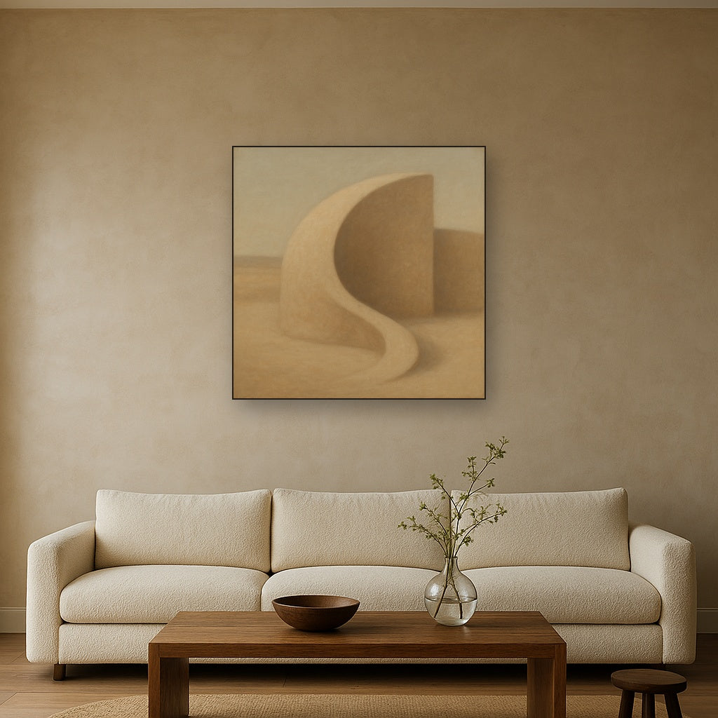 Soft Architectural Curve in Desert Bone No. 2 Oil Painting - View 2