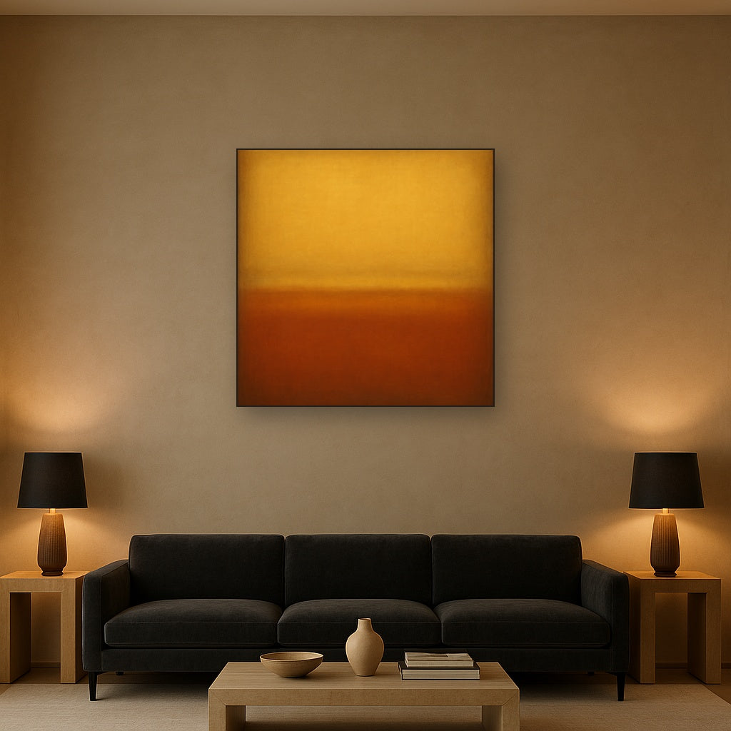 Luminous Ochre & Terracotta Horizon Color Field Oil Painting - View 2