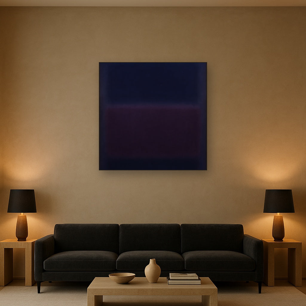 Deep Indigo & Midnight Plum Ambient Field Oil Painting - View 2