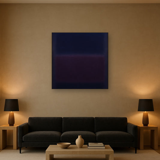 Deep Indigo & Midnight Plum Ambient Field Oil Painting - View 2