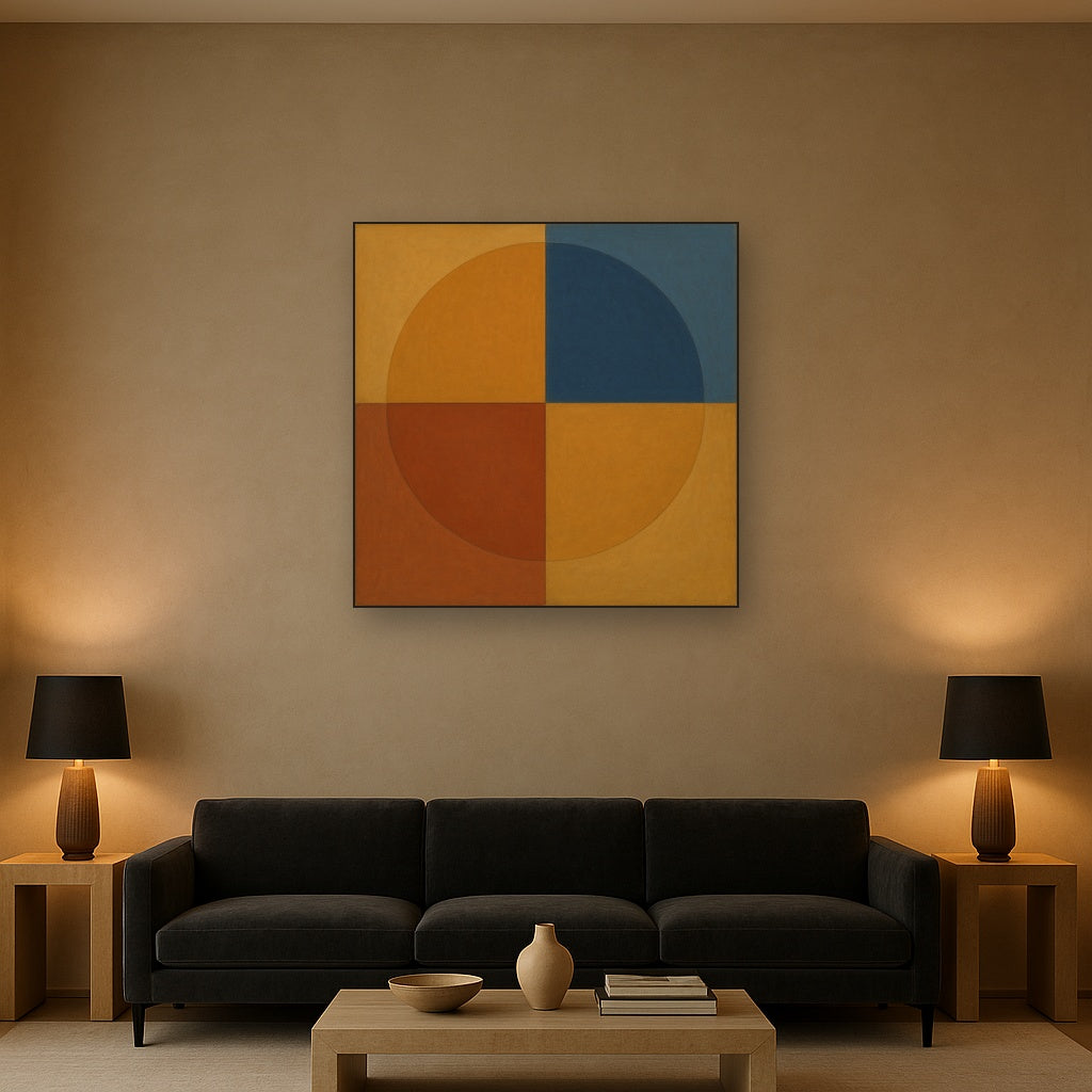 Bauhaus Quadrant Harmony in Primary Earth Tones No. 18 Oil Painting - View 2