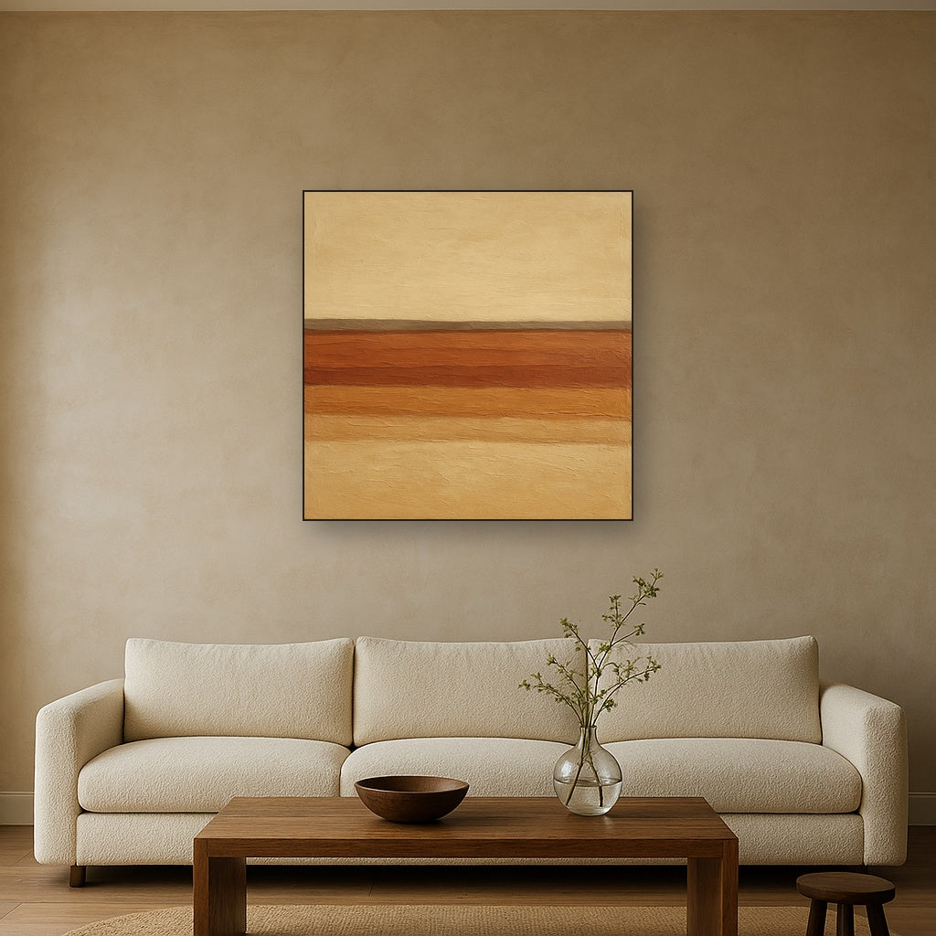 Earthy Strata Horizon Minimalist Oil Painting - View 2