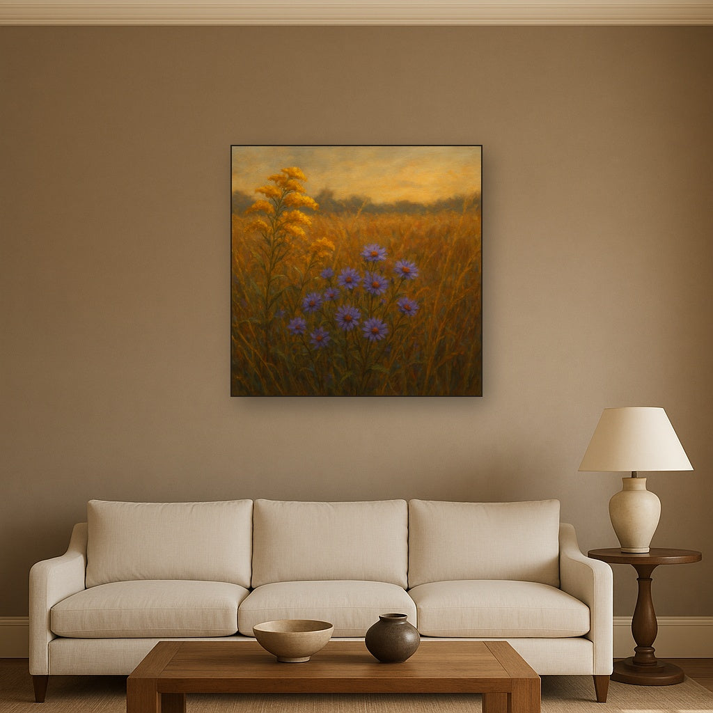 Goldenrod & Autumn Asters in Rustic Meadow No. 3 Fine Art Oil Painting - View 2