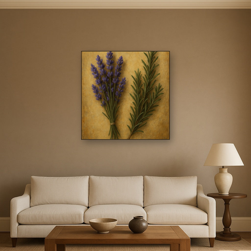 Vintage French Herbarium Lavender & Rosemary No. 8 Fine Art Oil Painting - View 2