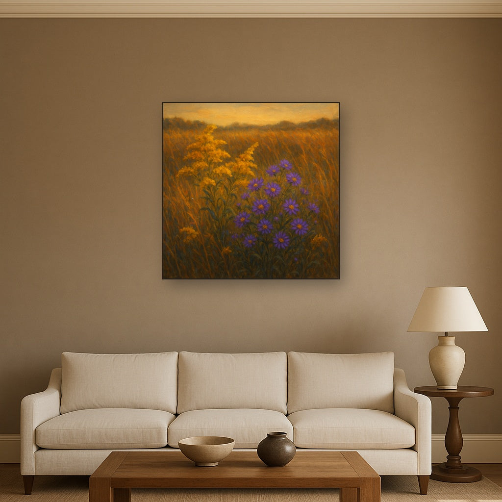 Goldenrod & Autumn Asters in Rustic Meadow No. 5 Fine Art Oil Painting - View 2