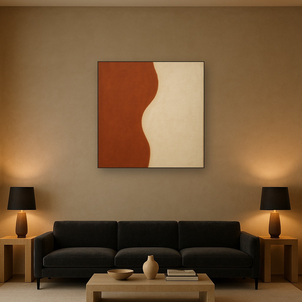 Burnt Umber & Greige Duet No. 7 - Modern Fine Art Oil Painting - View 2