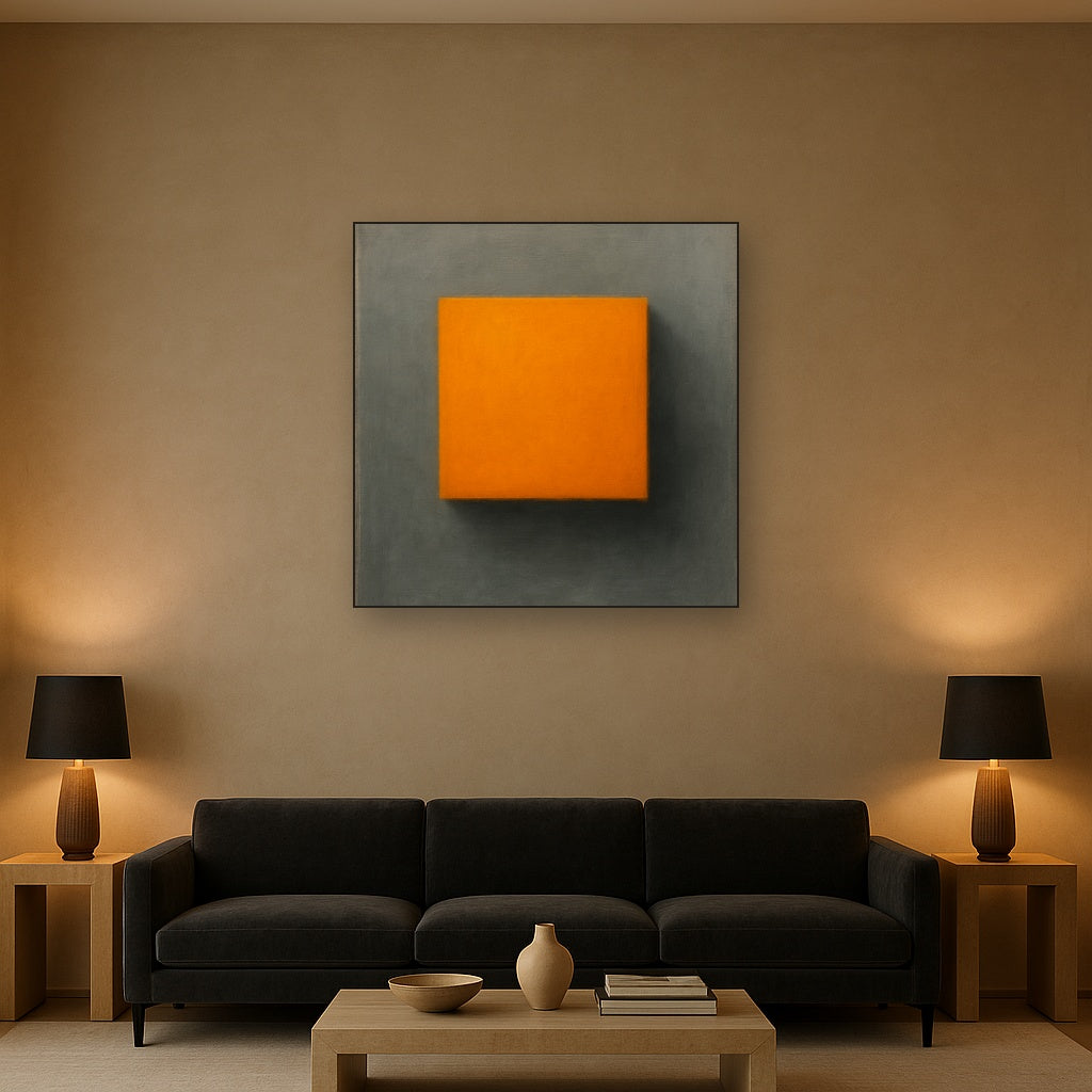 Cadmium Amber & Slate Grey Block No. 10 - Modern Fine Art Oil Painting - View 2