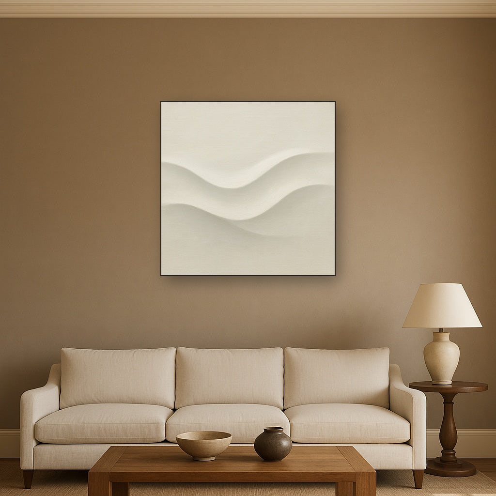 Monochrome Wave Relief No. 2 - Modern Fine Art Oil Painting - View 2