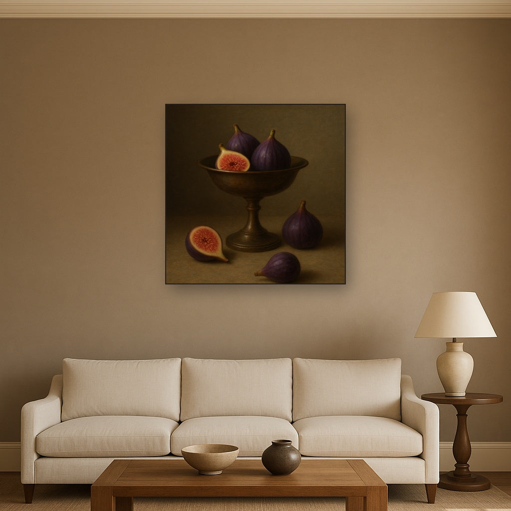 Ripe Figs & Bronze Compote Still Life No. 4 Oil Painting - View 2