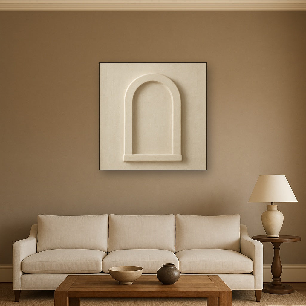 Textured Monolithic Plaster Arch No. 9 - Modern Fine Art Oil Painting - View 2