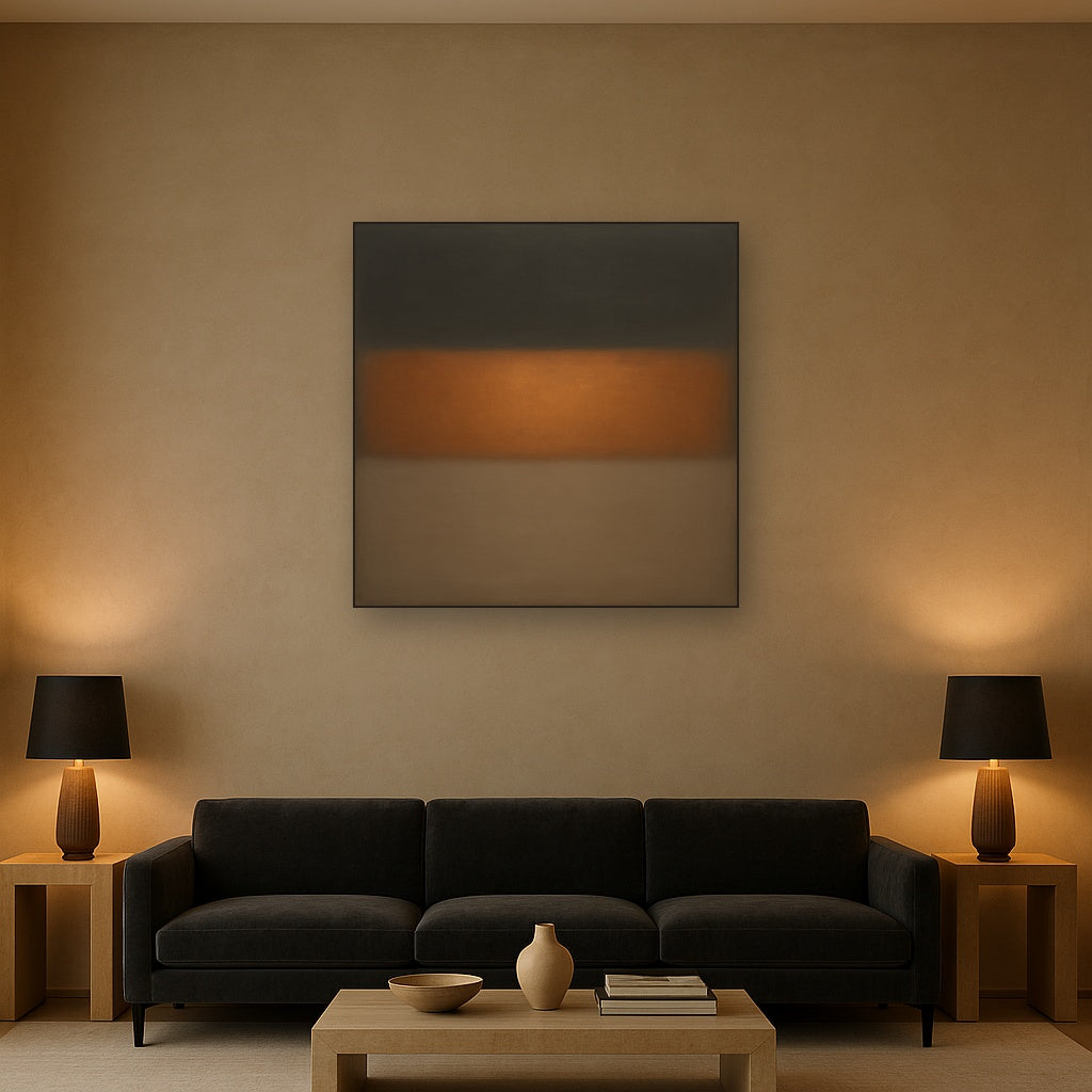 Charcoal Slate & Burnished Copper Horizon No. 15 Oil Painting - View 2