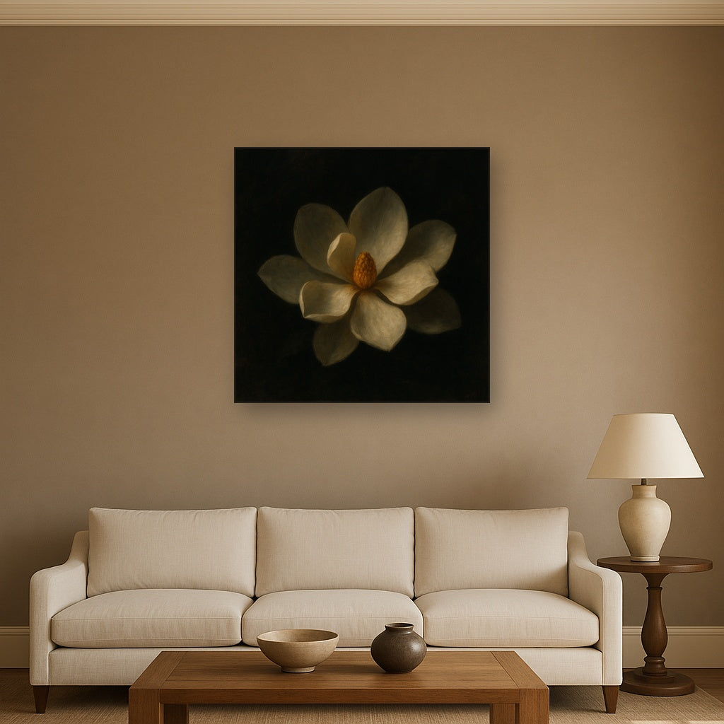 Magnolia Blossom in Quiet Chiaroscuro No. 12 Fine Art Oil Painting - View 2