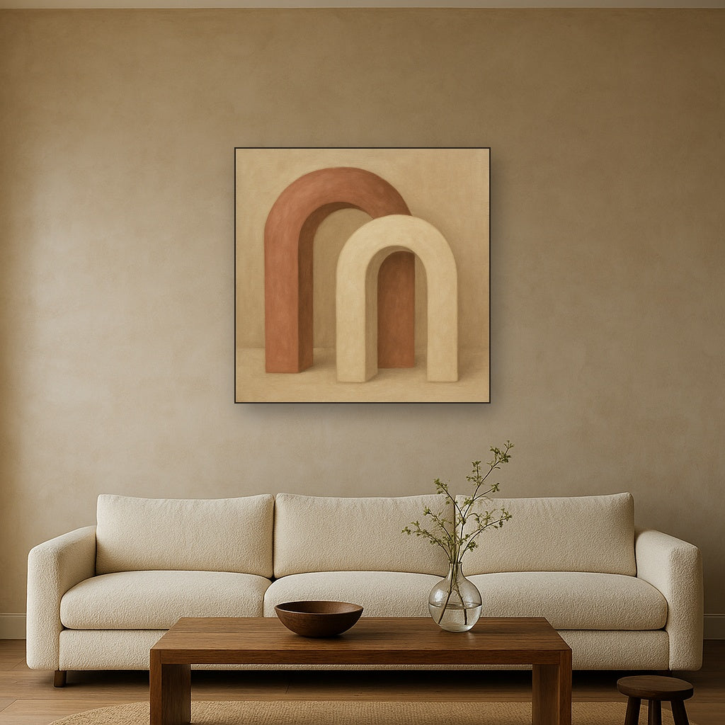 Minimalist Japandi Archways No. 10 - Modern Fine Art Oil Painting - View 2
