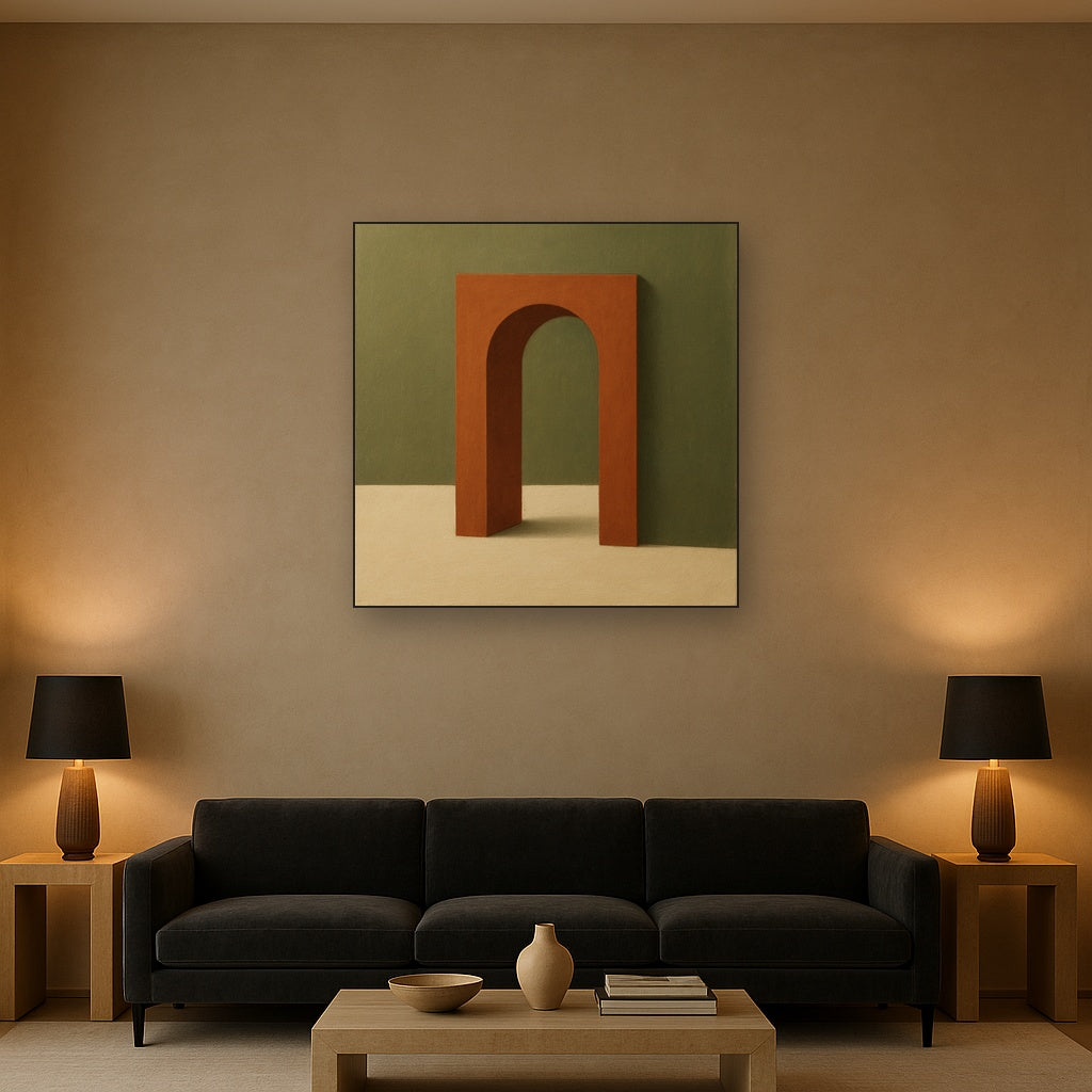 Terracotta Clay & Cream Arch No. 4 - Modern Fine Art Oil Painting - View 2