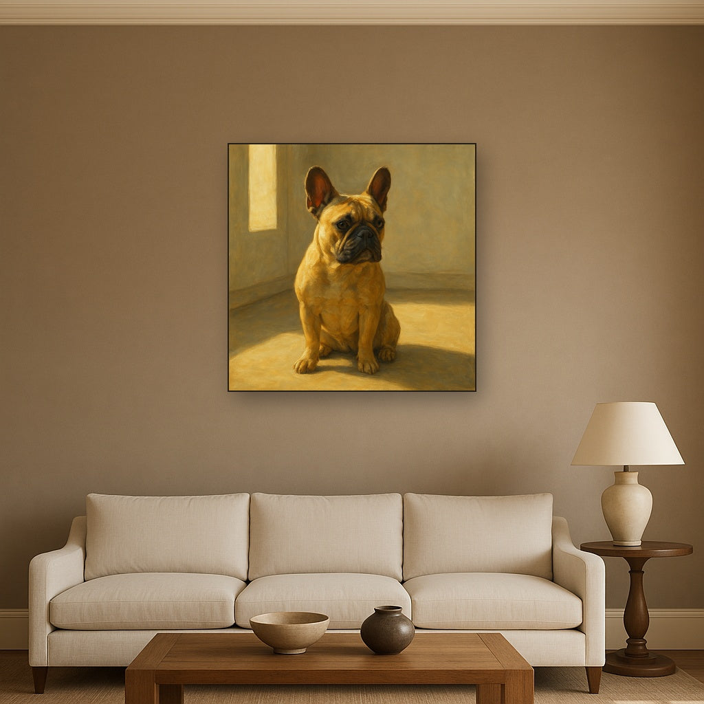 French Bulldog in Sunlit Minimalist Studio No. 10 Fine Art Oil Painting - View 2