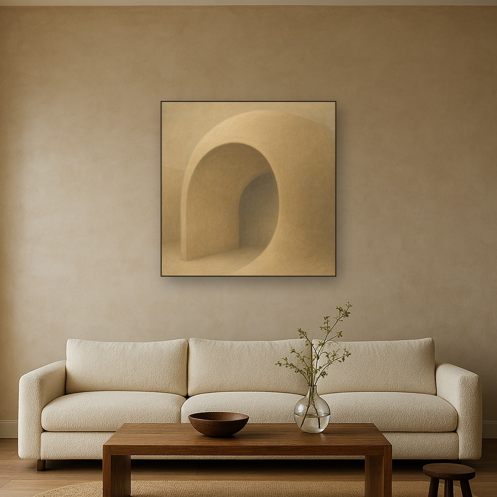 Soft Architectural Curve in Desert Bone No. 16 Oil Painting - View 2