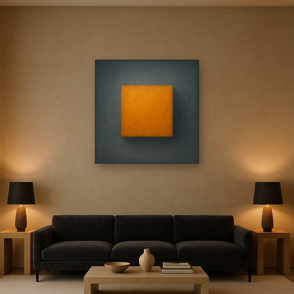Cadmium Amber & Slate Grey Block No. 10 - Modern Fine Art Oil Painting - View 2