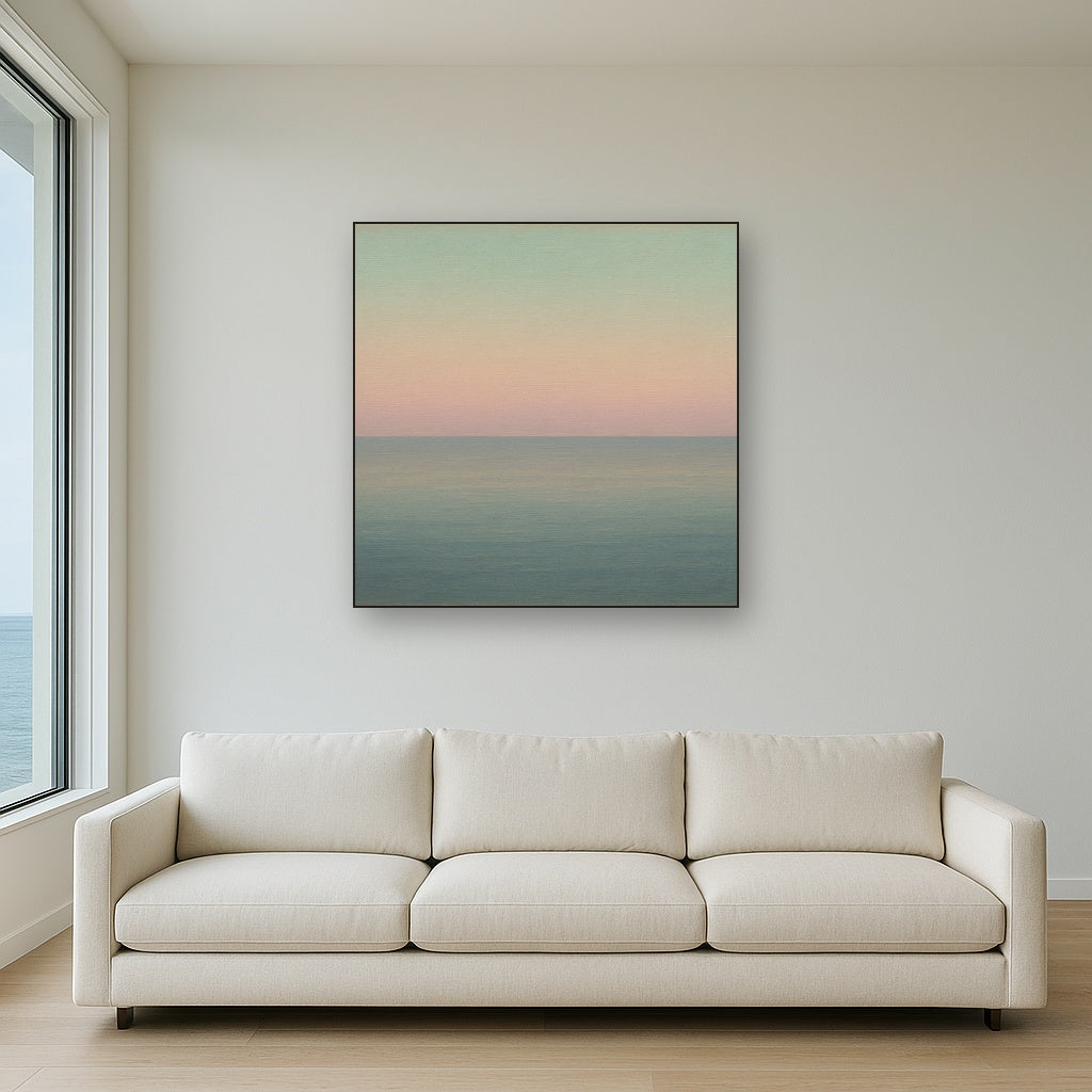 Dusk Horizon in Pale Lavender & Slate No. 3 - Modern Fine Art Oil Painting - View 2