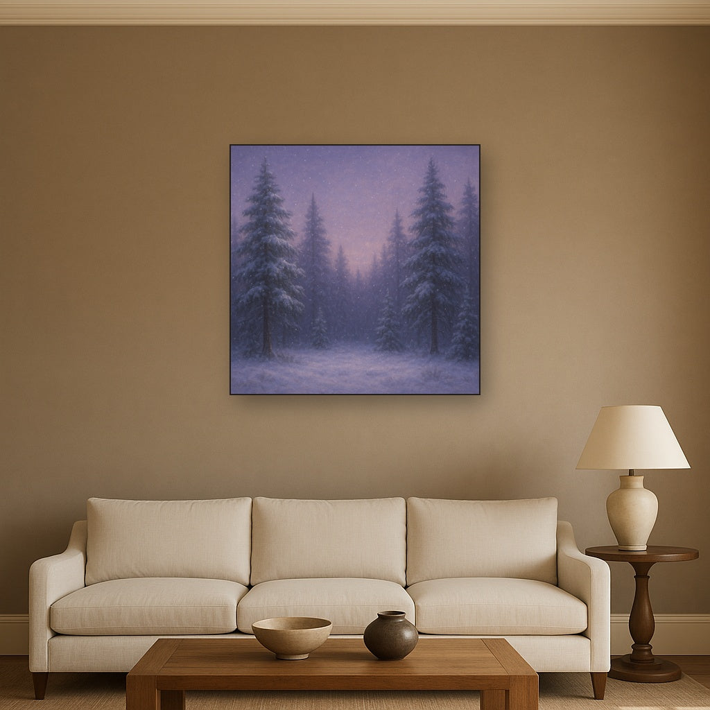 Quiet Pine Forest in Gentle Twilight Snow No. 6 Oil Painting - View 2