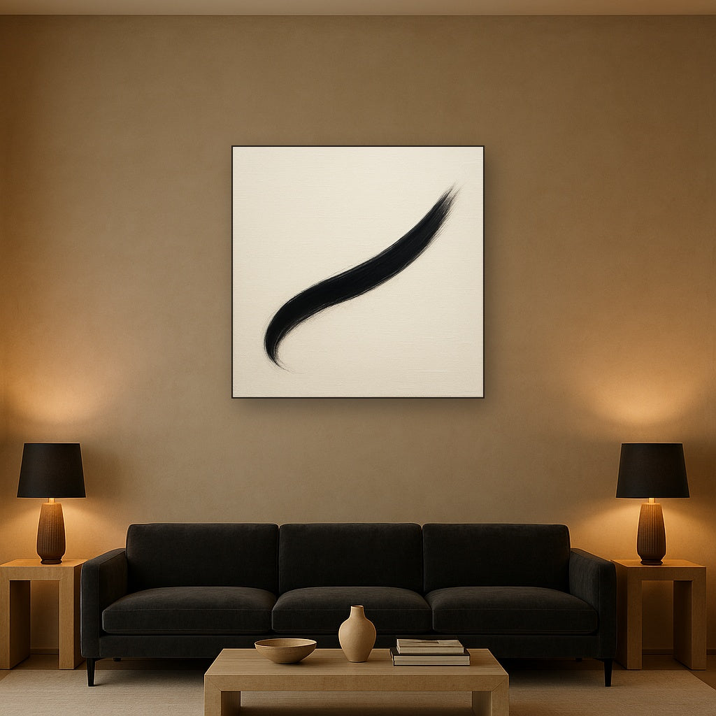 Monochrome Brushstroke Void No. 5 - Modern Fine Art Oil Painting - View 2