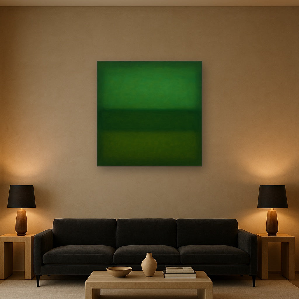 Forest Emerald & Deep Moss Contemplative Field No. 2 Oil Painting - View 2