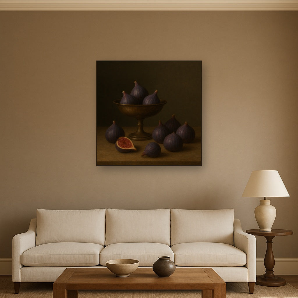 Ripe Figs & Bronze Compote Still Life No. 2 Oil Painting - View 2