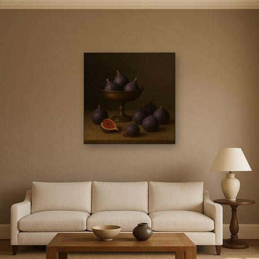 Ripe Figs & Bronze Compote Still Life No. 2 Oil Painting - View 2