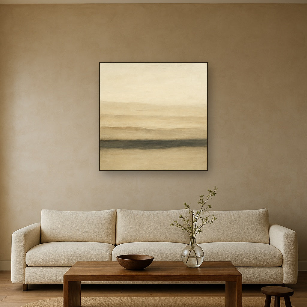 Raw Limestone Horizon & Washed Linen No. 9 Oil Painting - View 2