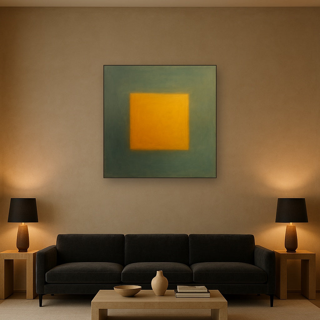 Cadmium Amber & Slate Grey Block No. 10 - Modern Fine Art Oil Painting - View 2