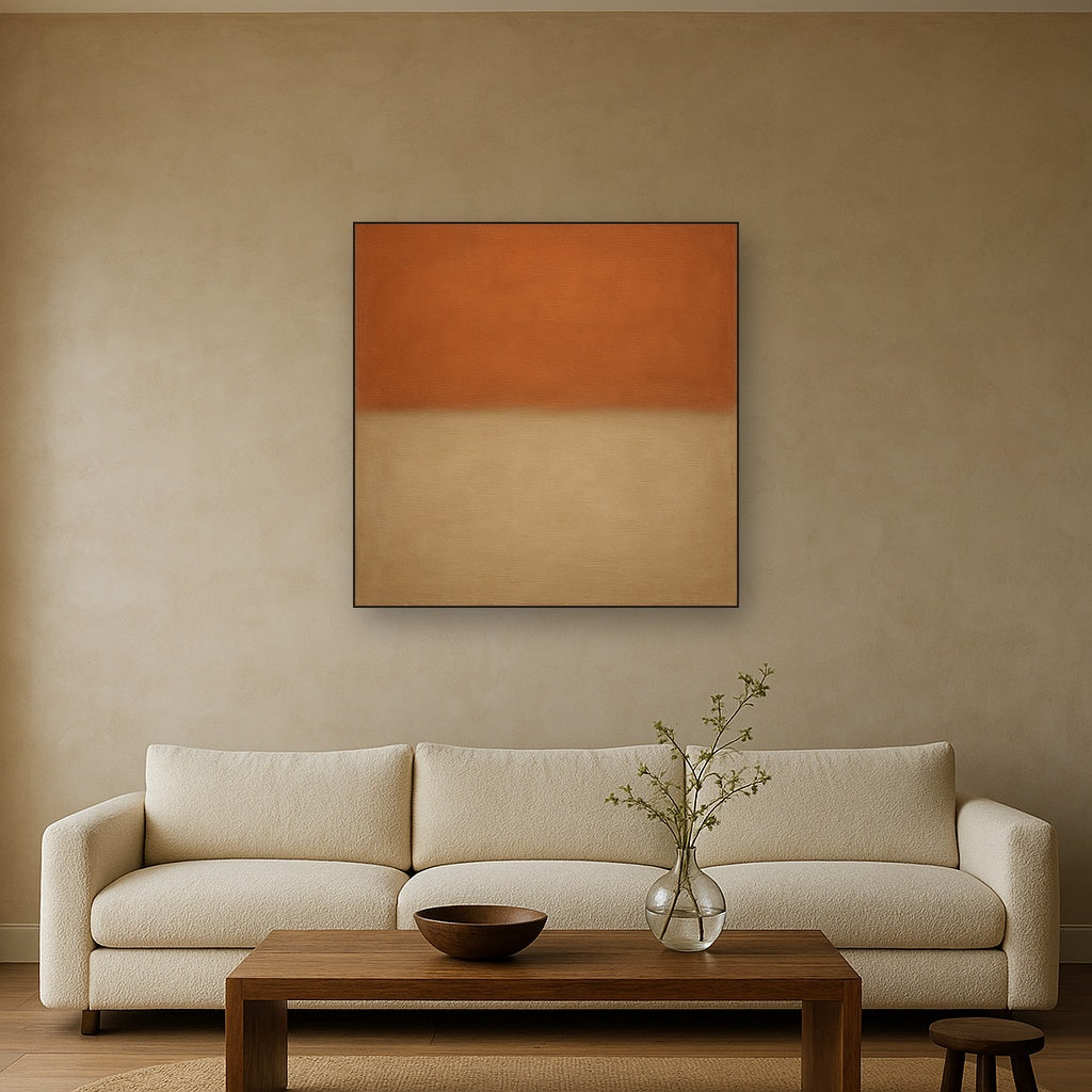 Terracotta & Greige Earth Bands No. 6 - Modern Fine Art Oil Painting - View 2