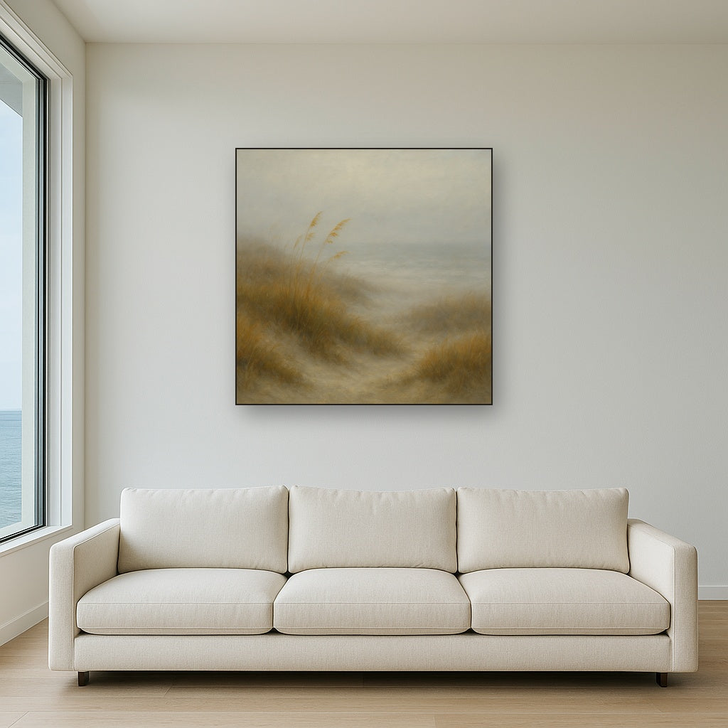 Ethereal Coastal Sea Fog over Silent Dunes No. 10 Fine Art Oil Painting - View 2