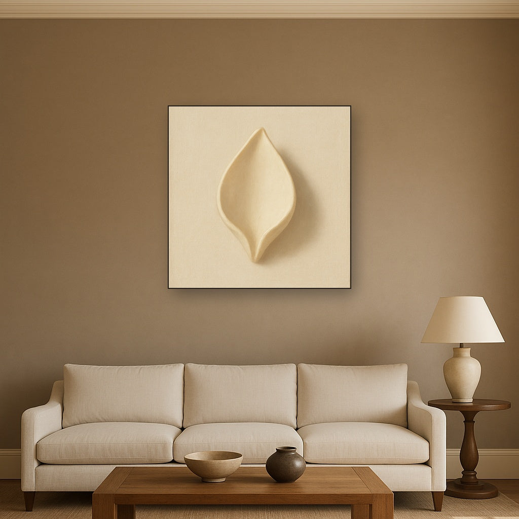 Sculpted Ivory Floral Contour No. 1 - Modern Fine Art Oil Painting - View 2