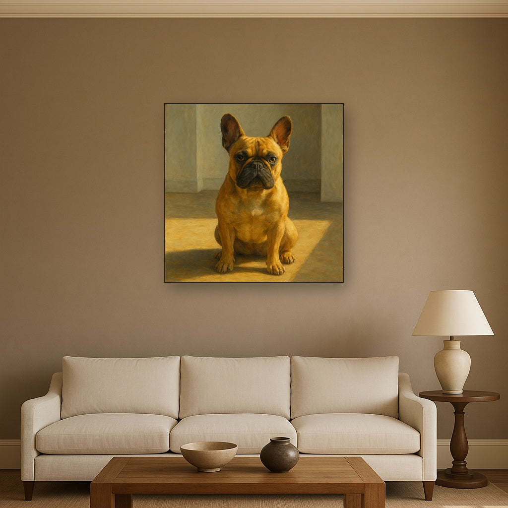 French Bulldog in Sunlit Minimalist Studio No. 4 Fine Art Oil Painting - View 2