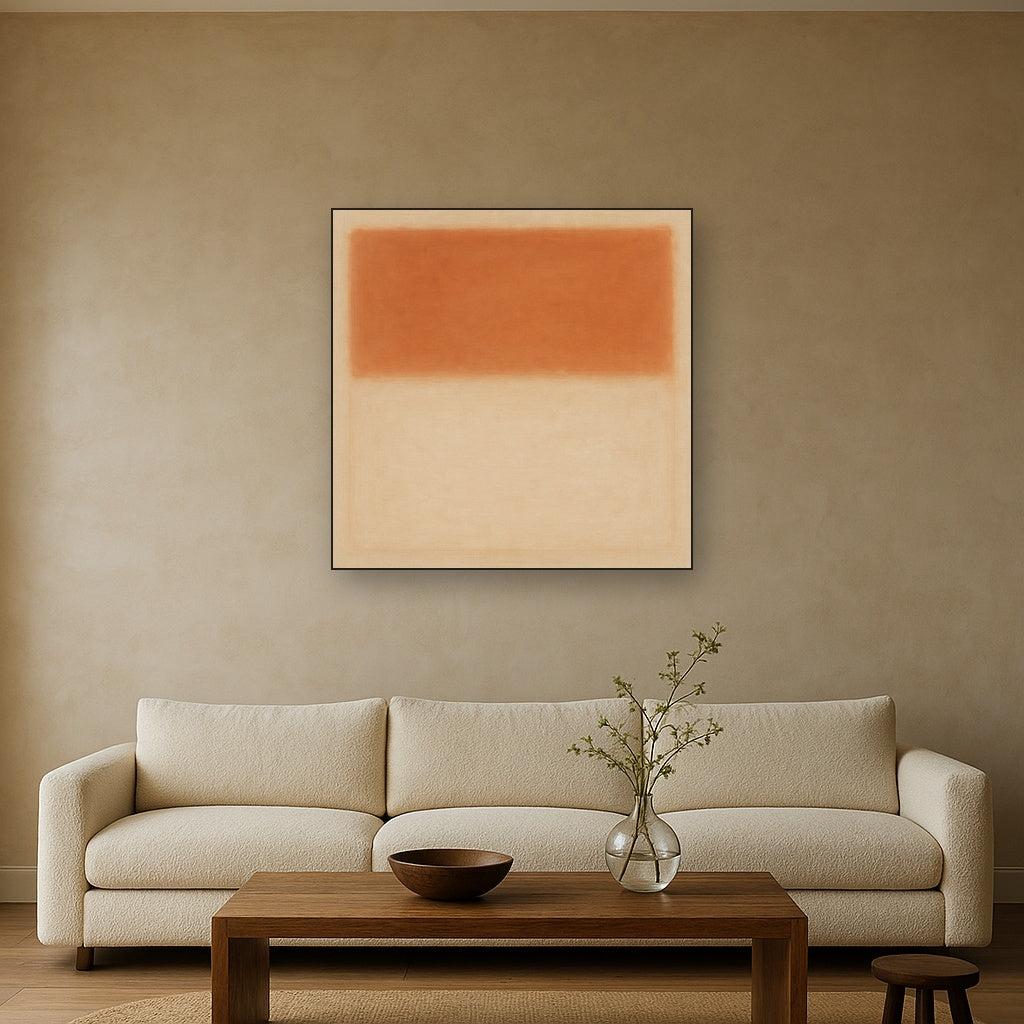 Terracotta & Greige Earth Bands No. 6 - Modern Fine Art Oil Painting - View 2