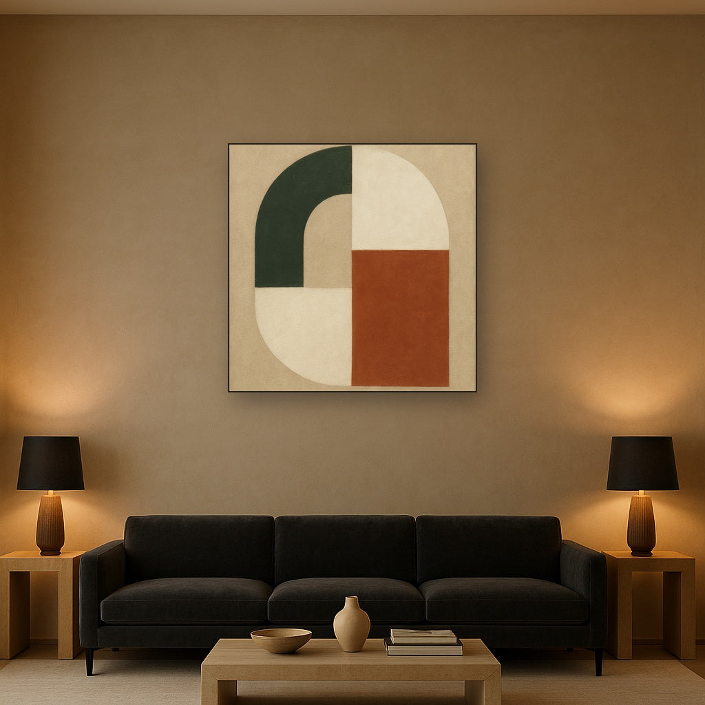 Forest Emerald & Chalk Interlock No. 6 - Modern Fine Art Oil Painting - View 2