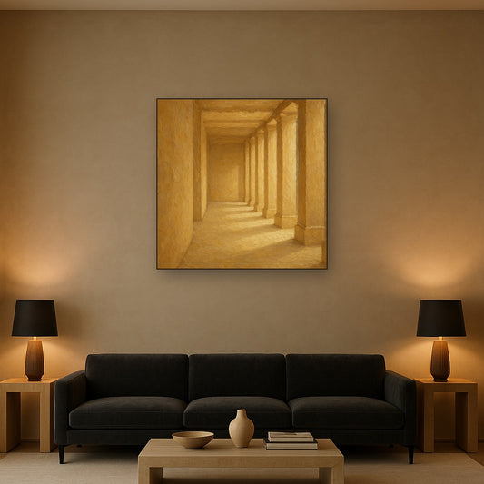 Minimalist Colonnade Light Passage No. 7 Oil Painting - Styled in Modern Living Room