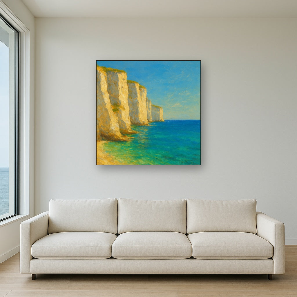 Mediterranean White Cliffs & Azure Horizon No. 5 Fine Art Oil Painting - View 2