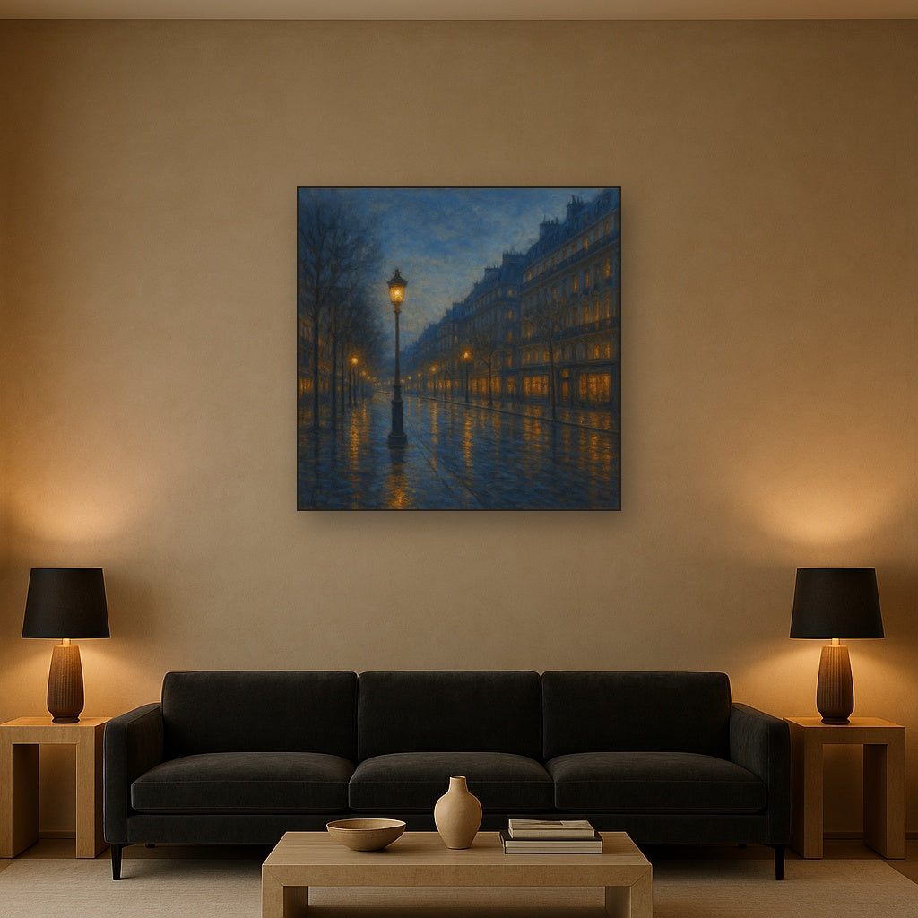 Rainy Parisian Boulevard at Twilight No. 11 Oil Painting - View 2