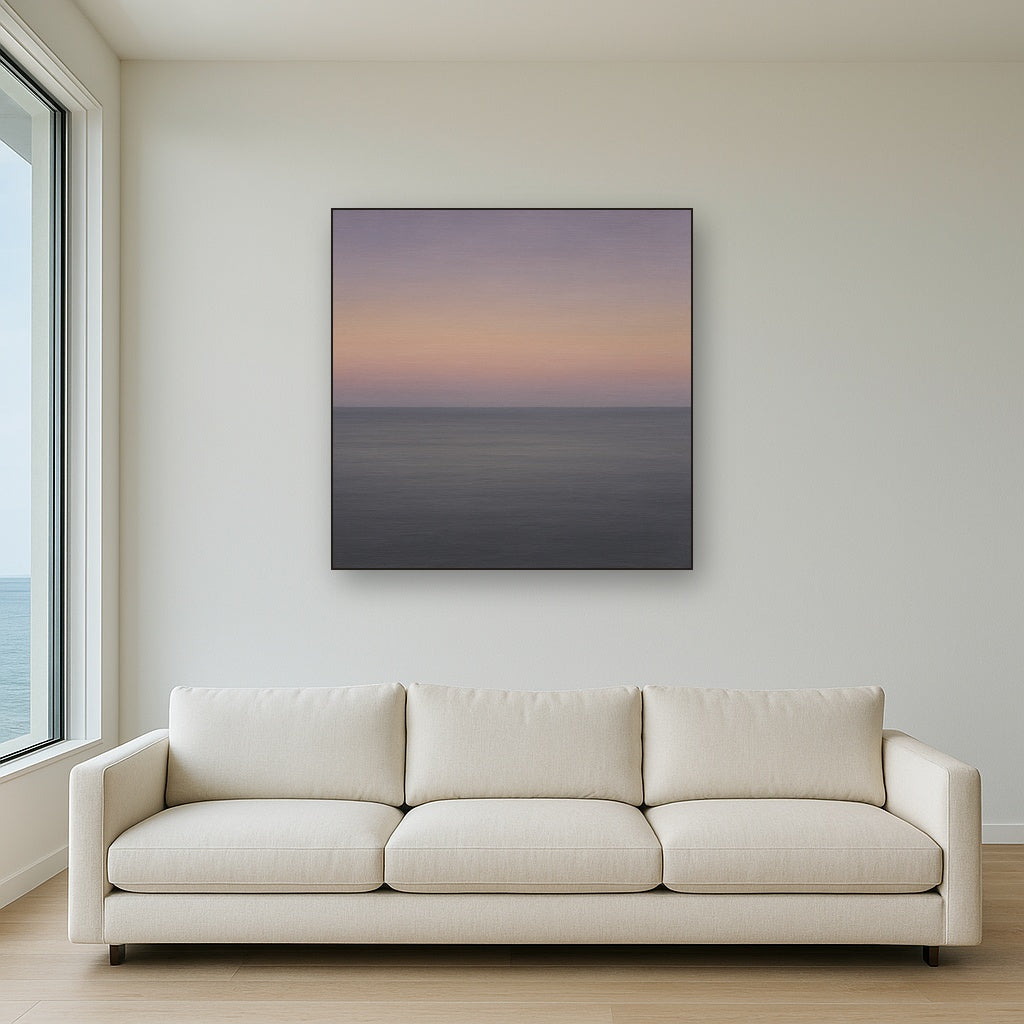 Dusk Horizon in Pale Lavender & Slate No. 3 - Modern Fine Art Oil Painting - View 2