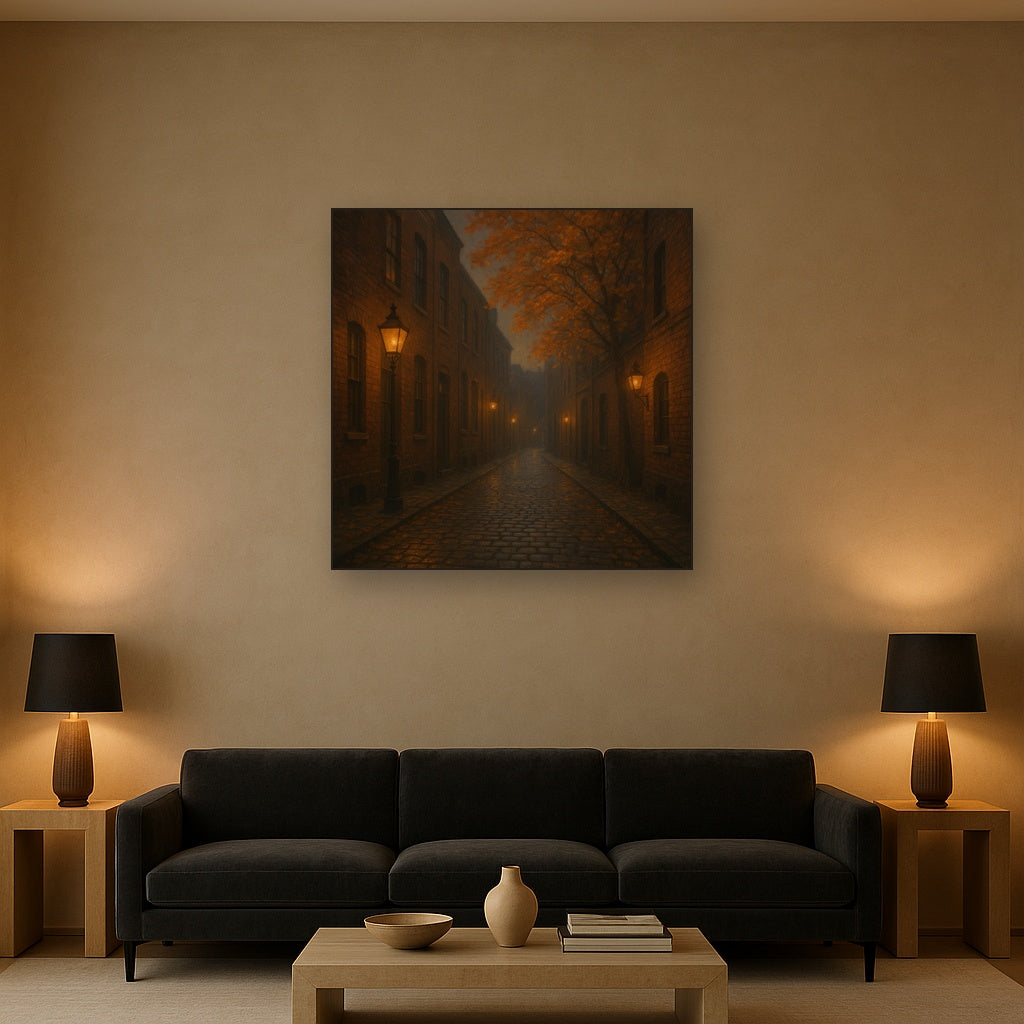 London Gaslamp Alley in Autumn Dusk No. 12 Oil Painting - View 2
