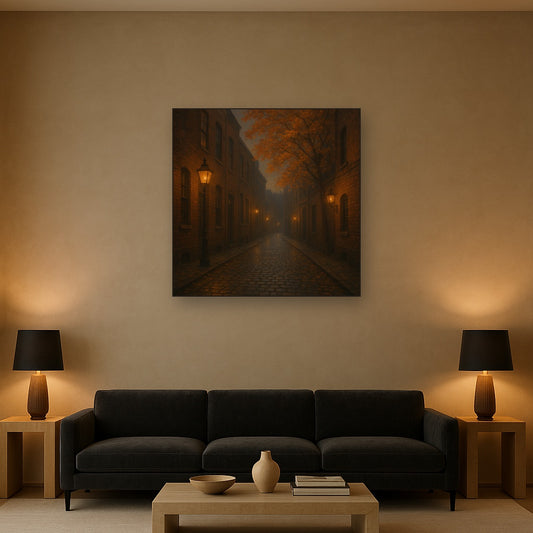 London Gaslamp Alley in Autumn Dusk No. 12 Oil Painting - View 2