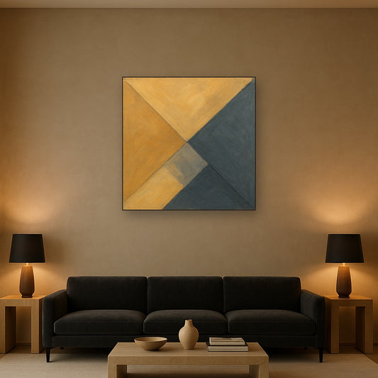 Intersecting Shadows & Stone Geometric Oil Painting - View 2