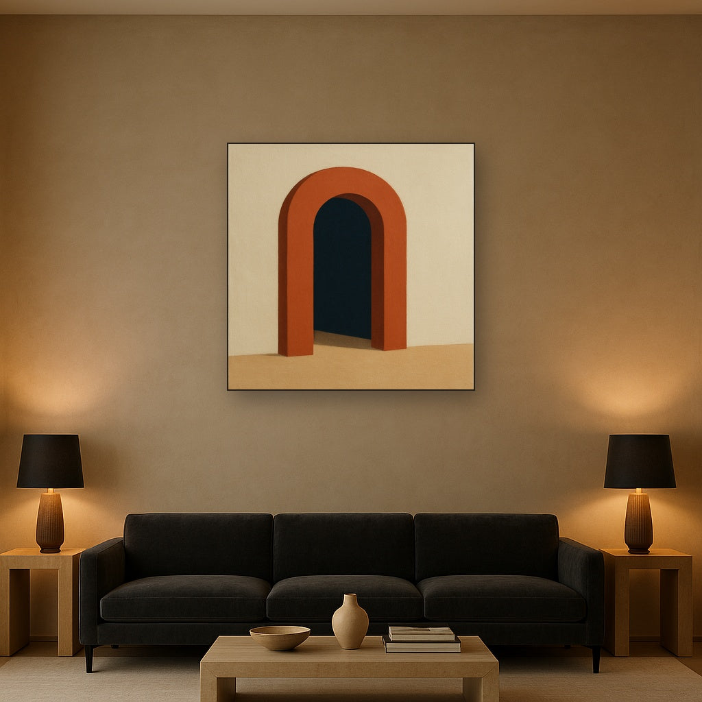 Terracotta Clay & Cream Arch No. 4 - Modern Fine Art Oil Painting - View 2