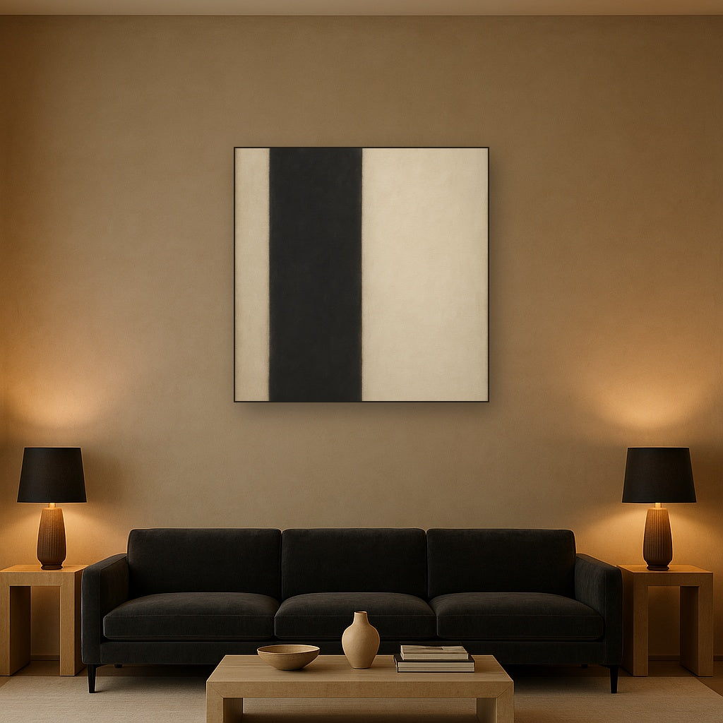 Deep Charcoal & Bone Monolith No. 1 - Modern Fine Art Oil Painting - View 2